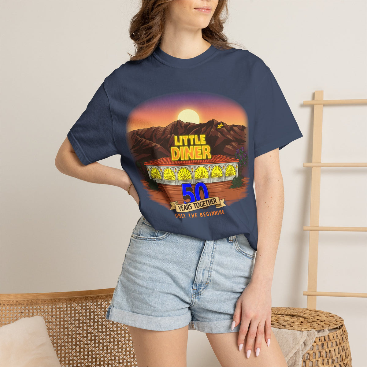 Little Diner 50th Anniversary T-shirt | Retro Sunset Diner Design