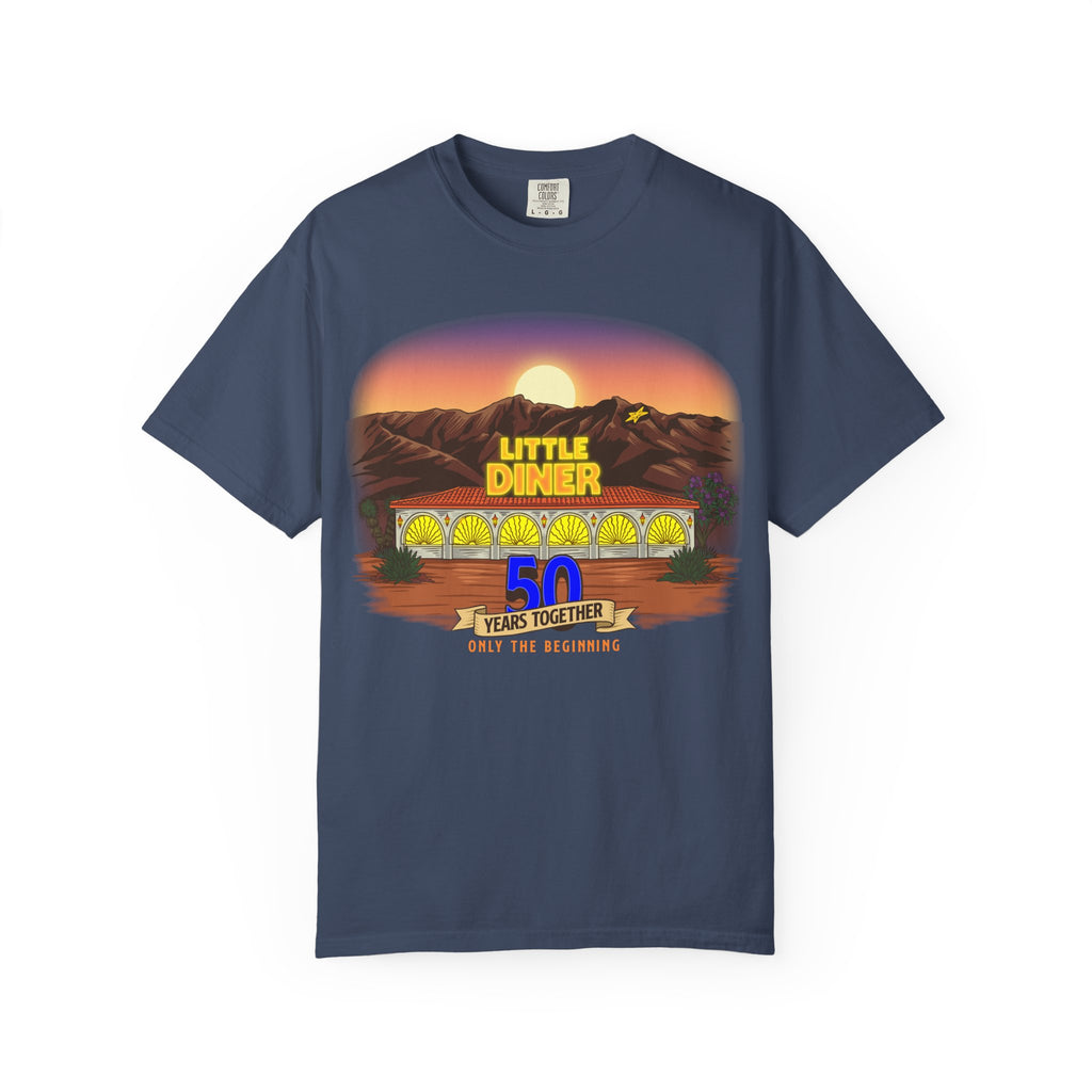 Little Diner 50th Anniversary T-shirt | Retro Sunset Diner Design
