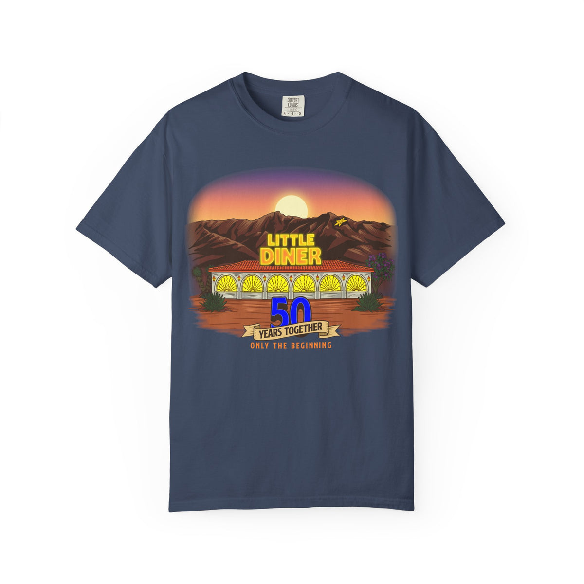 Little Diner 50th Anniversary T-shirt | Retro Sunset Diner Design