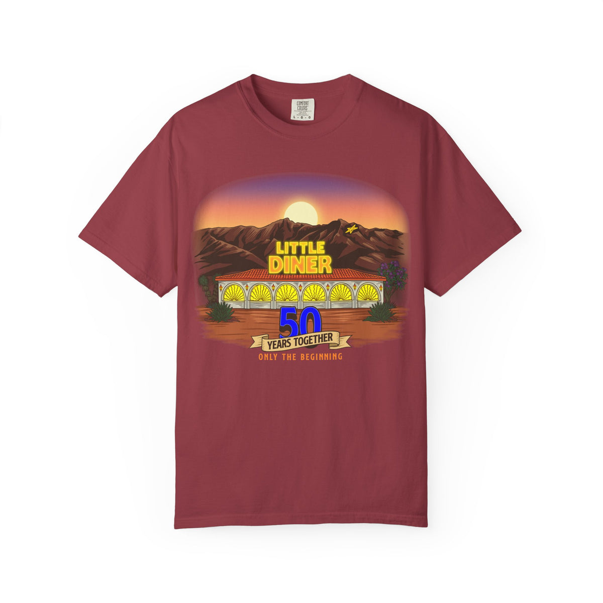 Little Diner 50th Anniversary T-shirt | Retro Sunset Diner Design