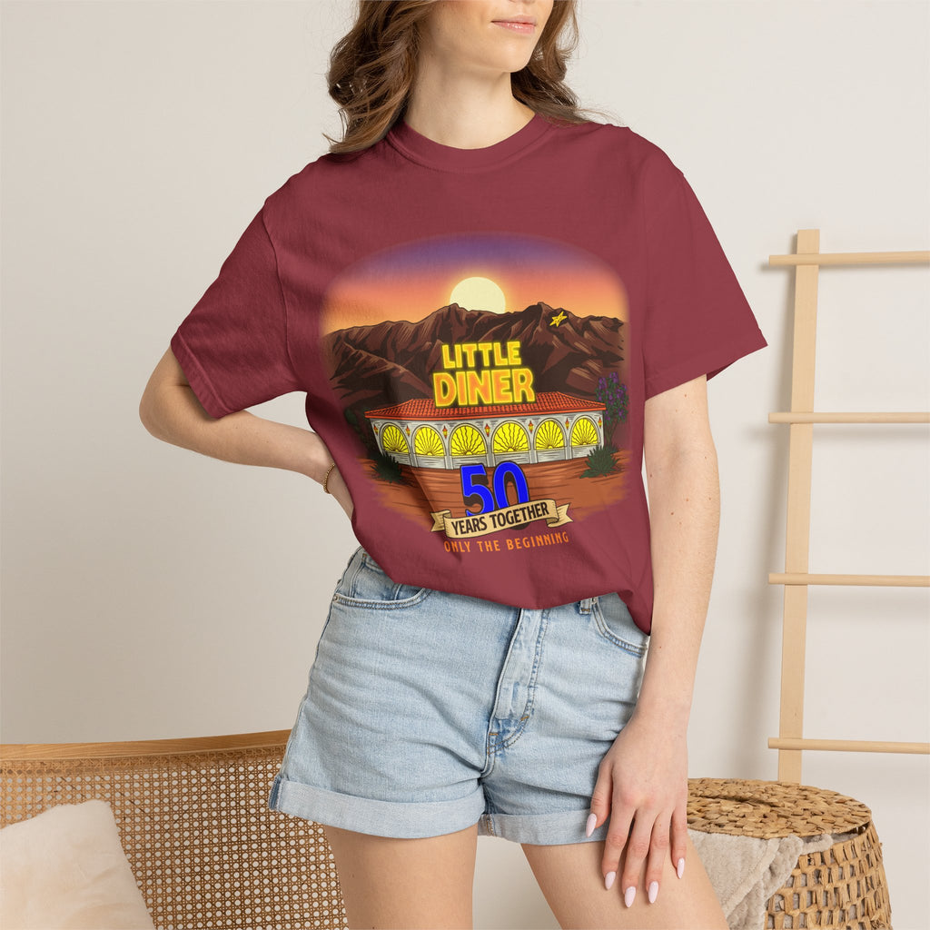 Little Diner 50th Anniversary T-shirt | Retro Sunset Diner Design