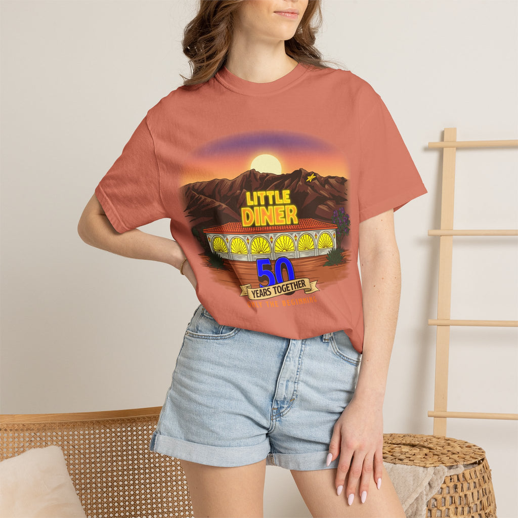 Little Diner 50th Anniversary T-shirt | Retro Sunset Diner Design