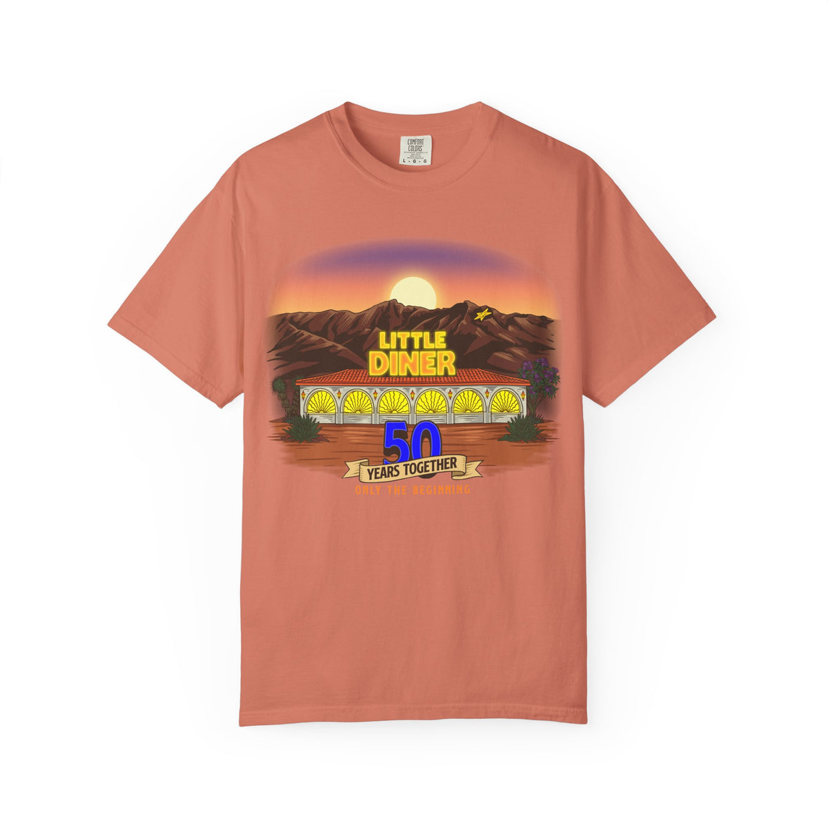 Little Diner 50th Anniversary T-shirt | Retro Sunset Diner Design